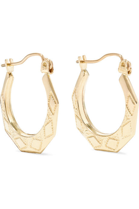 Party Deco embossed 14-karat gold hoops