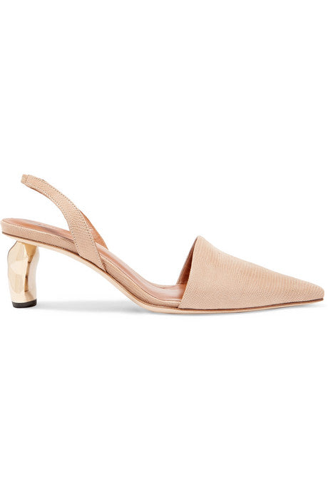 Conie lizard-effect leather slingback pumps