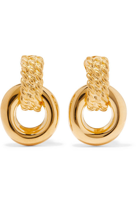 Polished gold-tone clip earrings