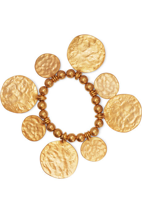 Hammered gold-tone beaded bracelet