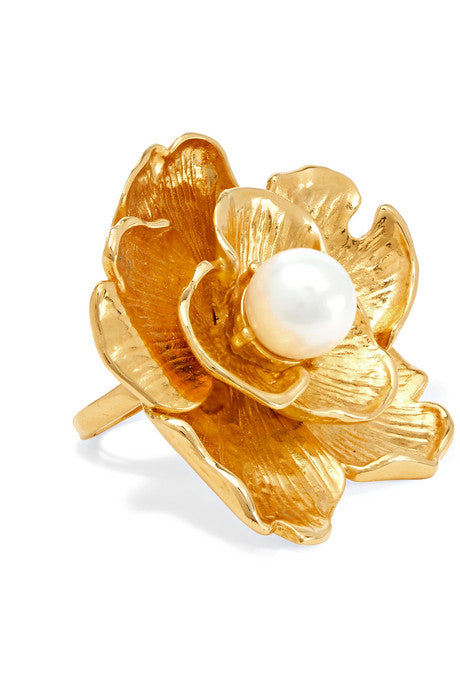 Gold-tone faux pearl ring