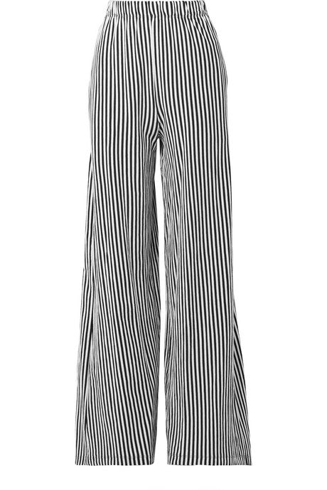 Pia striped cotton-jersey wide-leg pants