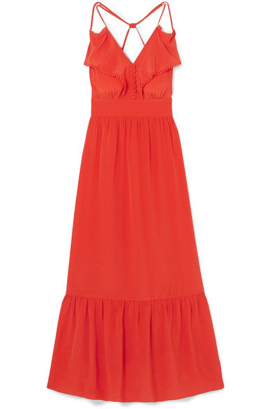 Leda ruffled silk-crepe maxi dress