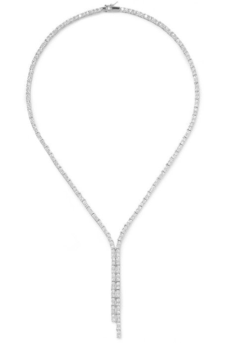 Rhodium-plated cubic zirconia necklace
