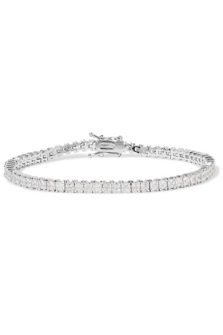 Rhodium-plated cubic zirconia bracelet