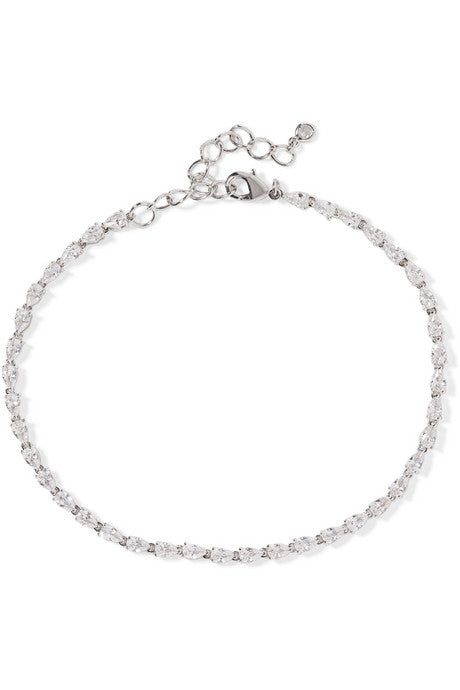 Rhodium-plated cubic zirconia anklet