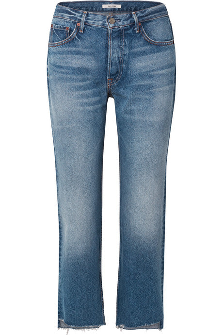 Helena cropped distressed mid-rise straight-leg jeans