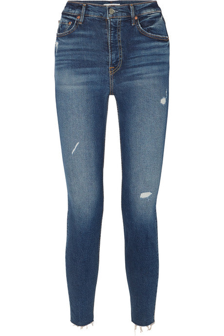 Kendall distressed high-rise skinny jeans