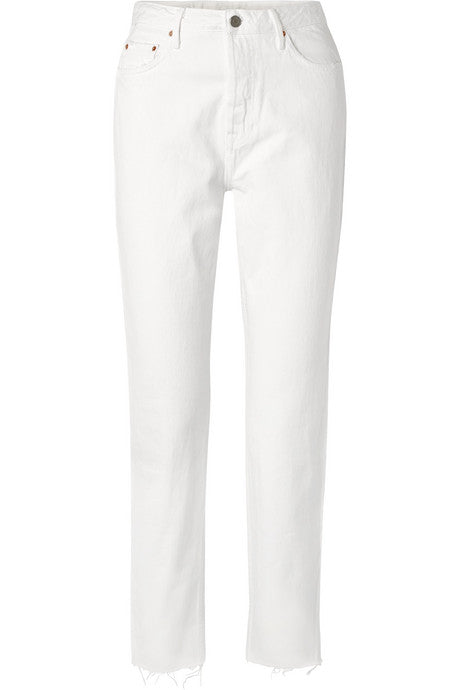 Devon frayed high-rise straight-leg jeans