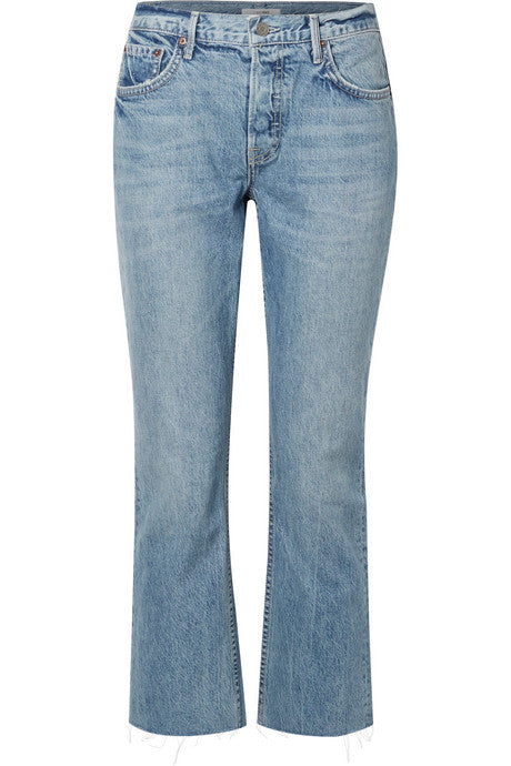 Tatum cropped frayed mid-rise straight-leg jeans