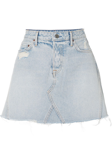 Eva distressed denim mini skirt