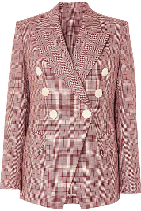 Double-breasted checked wool and mohair-blend blazer