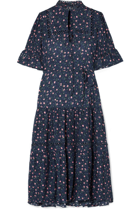 Los Altos tie-waist floral-print voile midi dress