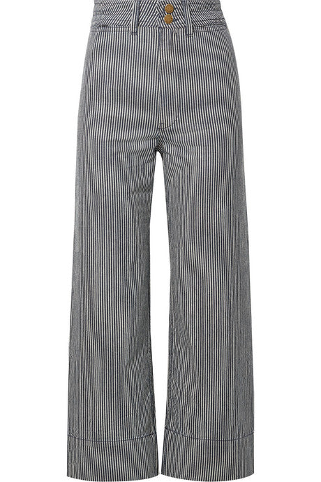 Liv cropped striped cotton wide-leg pants