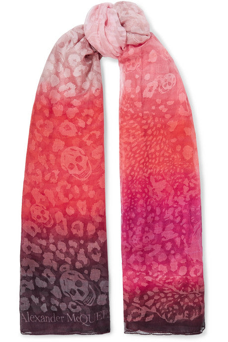 Printed dégradé chiffon scarf