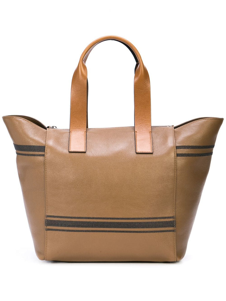 contrast stripe tote