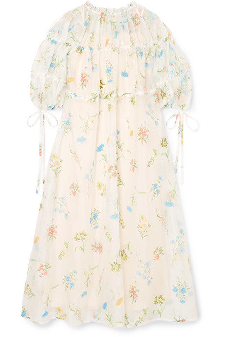 Tia embroidered cotton-blend organza midi dress