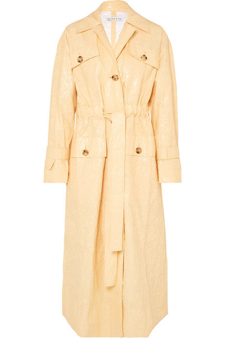 Ava crinkled vinyl trench coat