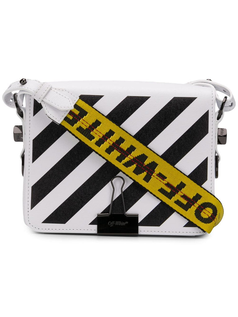 diagonal stripe binder clip crossbody bag