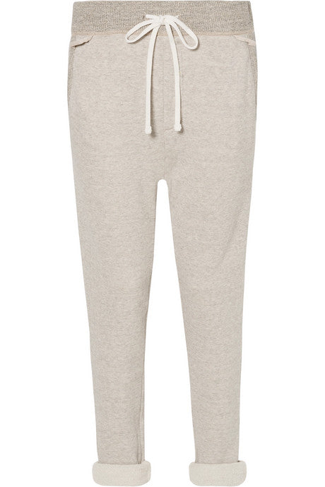 Cotton-blend terry track pants