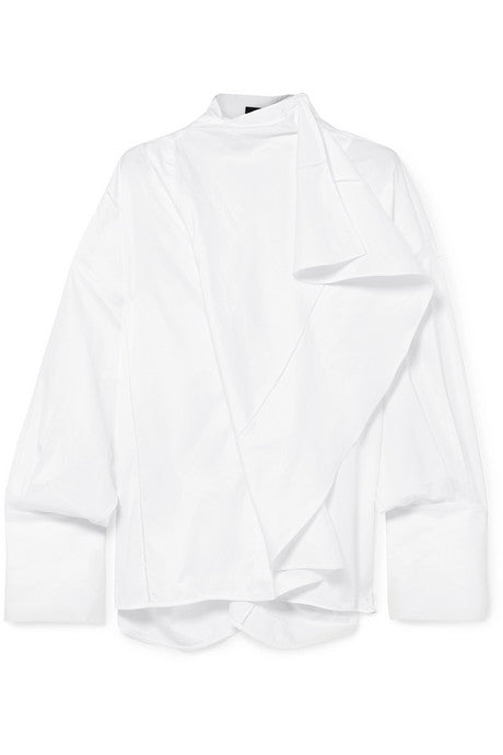 Richter convertible draped cotton-poplin shirt