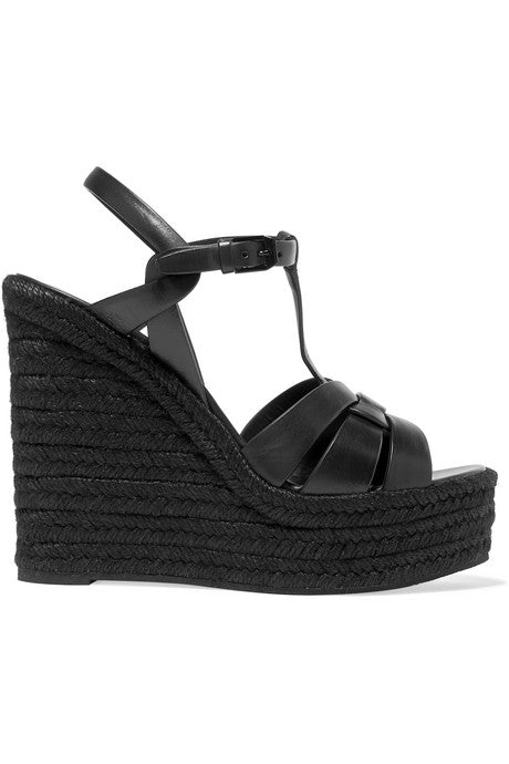 Tribute leather espadrille wedge sandals