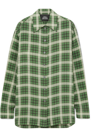 Oversized checked silk-chiffon shirt