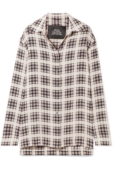 Checked washed-silk shirt