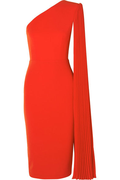 Lorin one-shoulder crepe midi dress