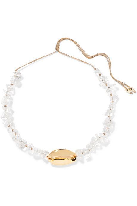 Mega Puka gold-plated crystal necklace