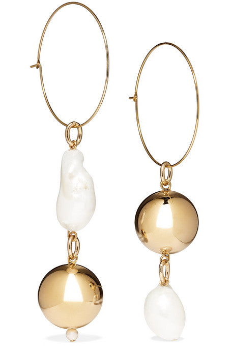 Pagoda Fruit gold-plated pearl earrings