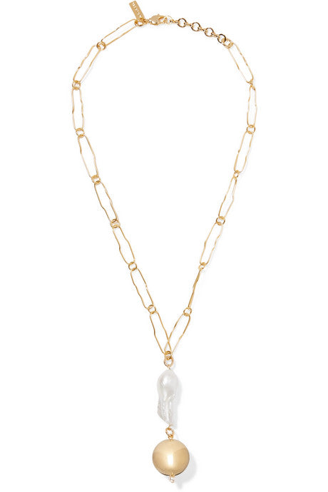 Pagoda gold-plated pearl necklace