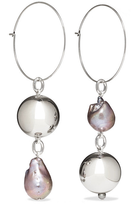 Pagoda Fruit rhodium-plated pearl earrings