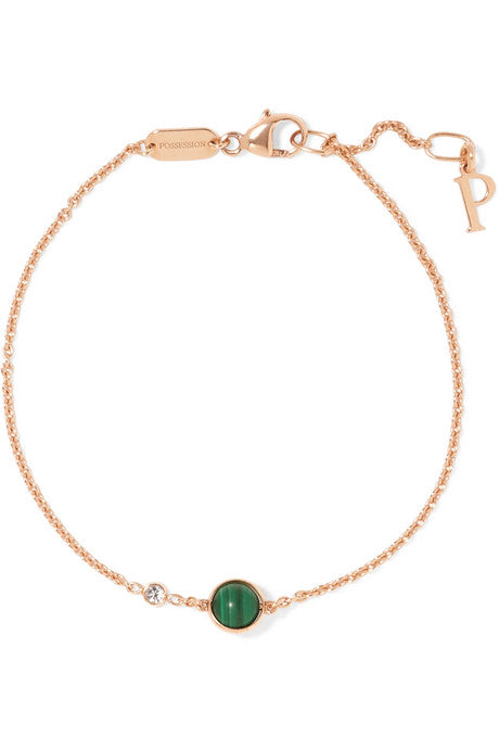 Possession 18-karat rose gold, malachite and diamond bracelet