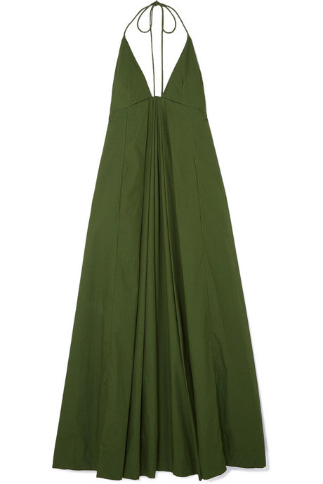 Atlas halterneck cotton-voile maxi dress