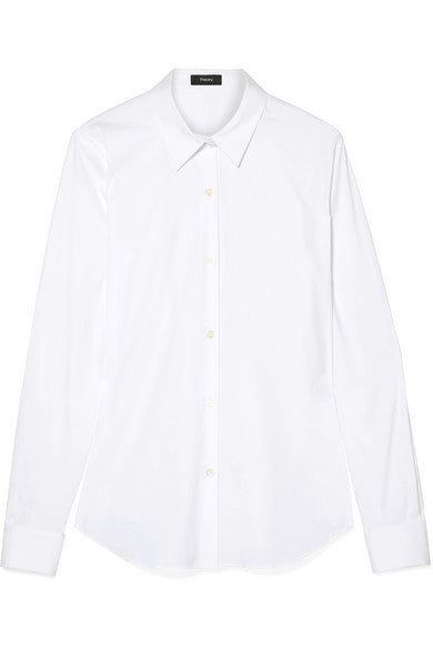 Tenia stretch cotton-blend poplin shirt