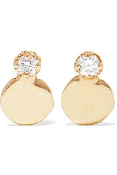 Small Disc 14-karat gold diamond earrings