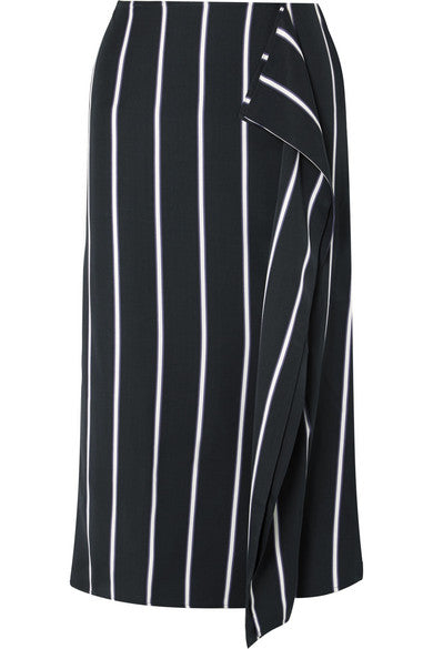 Climmie draped striped twill midi skirt