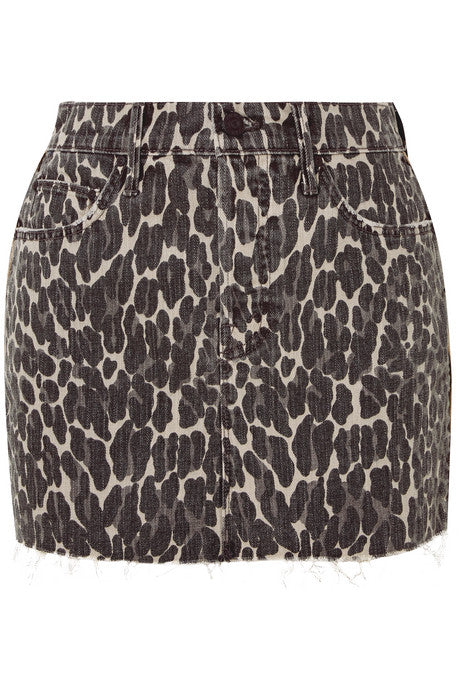 The Vagabond distressed leopard-print denim mini skirt