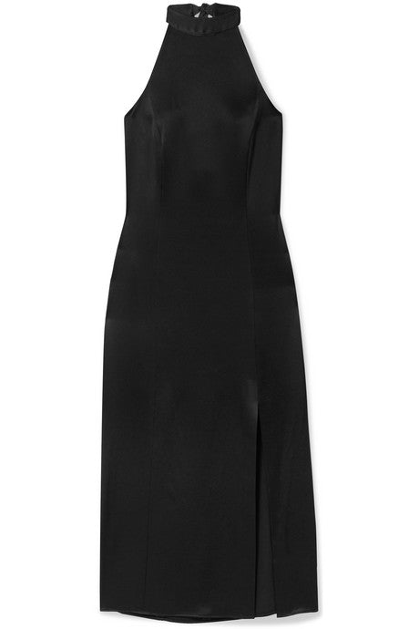 Regina halterneck satin midi dress