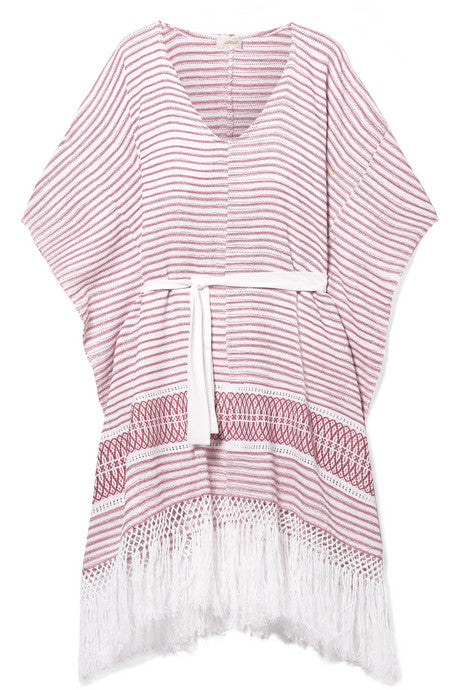 Pamela belted macramé-trimmed cotton mini dress