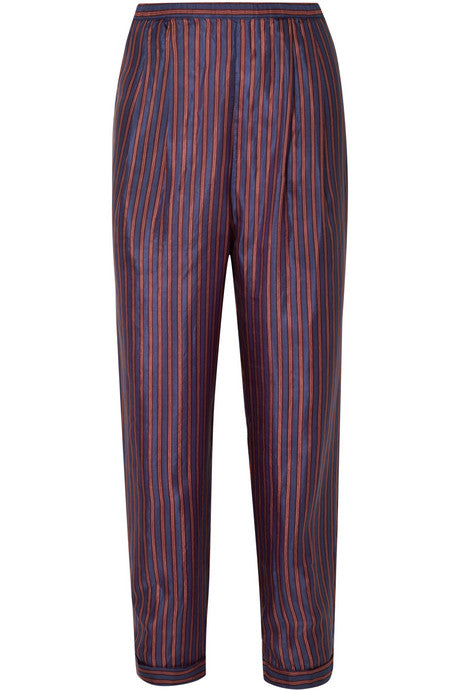 Society cropped striped silk-satin straight-leg pants