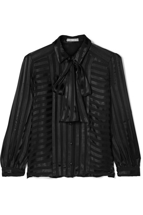 Willis pussy-bow striped jacquard blouse