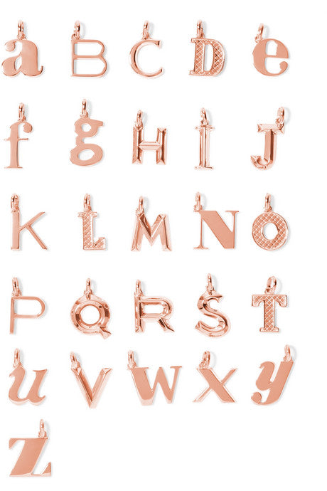 A-Z Alphabet Letter rose gold vermeil pendants