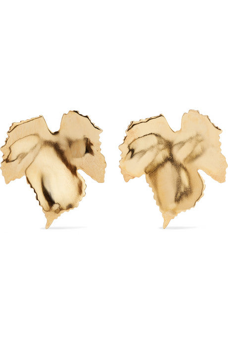 Grape Leaf gold-tone clip earrings