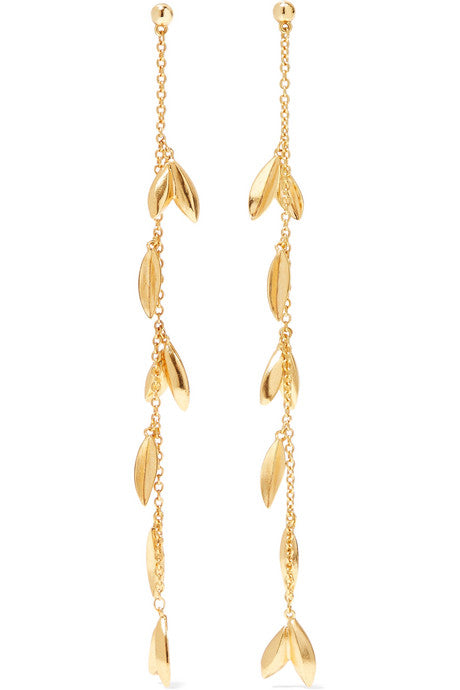 Dot Leaf gold-tone earrings