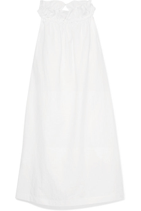 Latitude rope-trimmed gathered fil coupé cotton-poplin dress