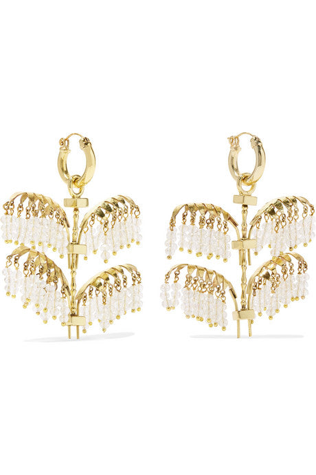 Genealogy Mini Palm gold-tone crystal earrings