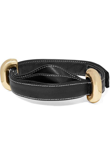 Bremen leather and gold-tone choker