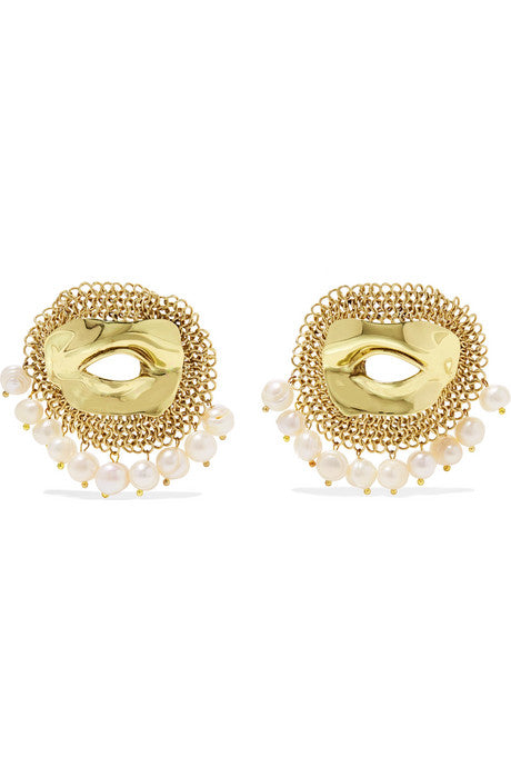 Pedigree XL Eye gold-tone pearl earrings